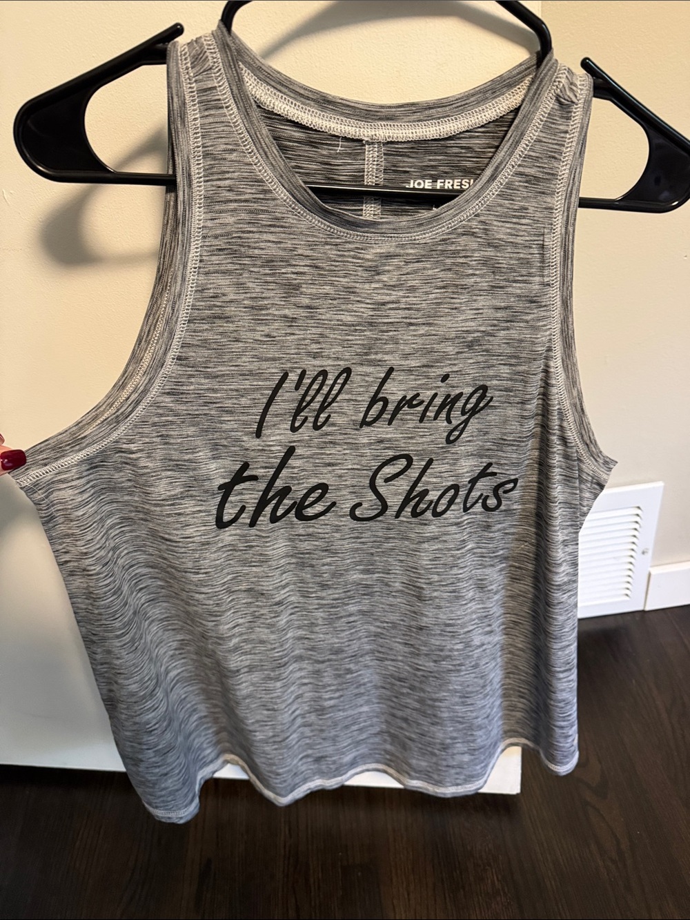 Joe Fresh Gray Sleeveless Graphic Tank - "I'll Bring the Shots"